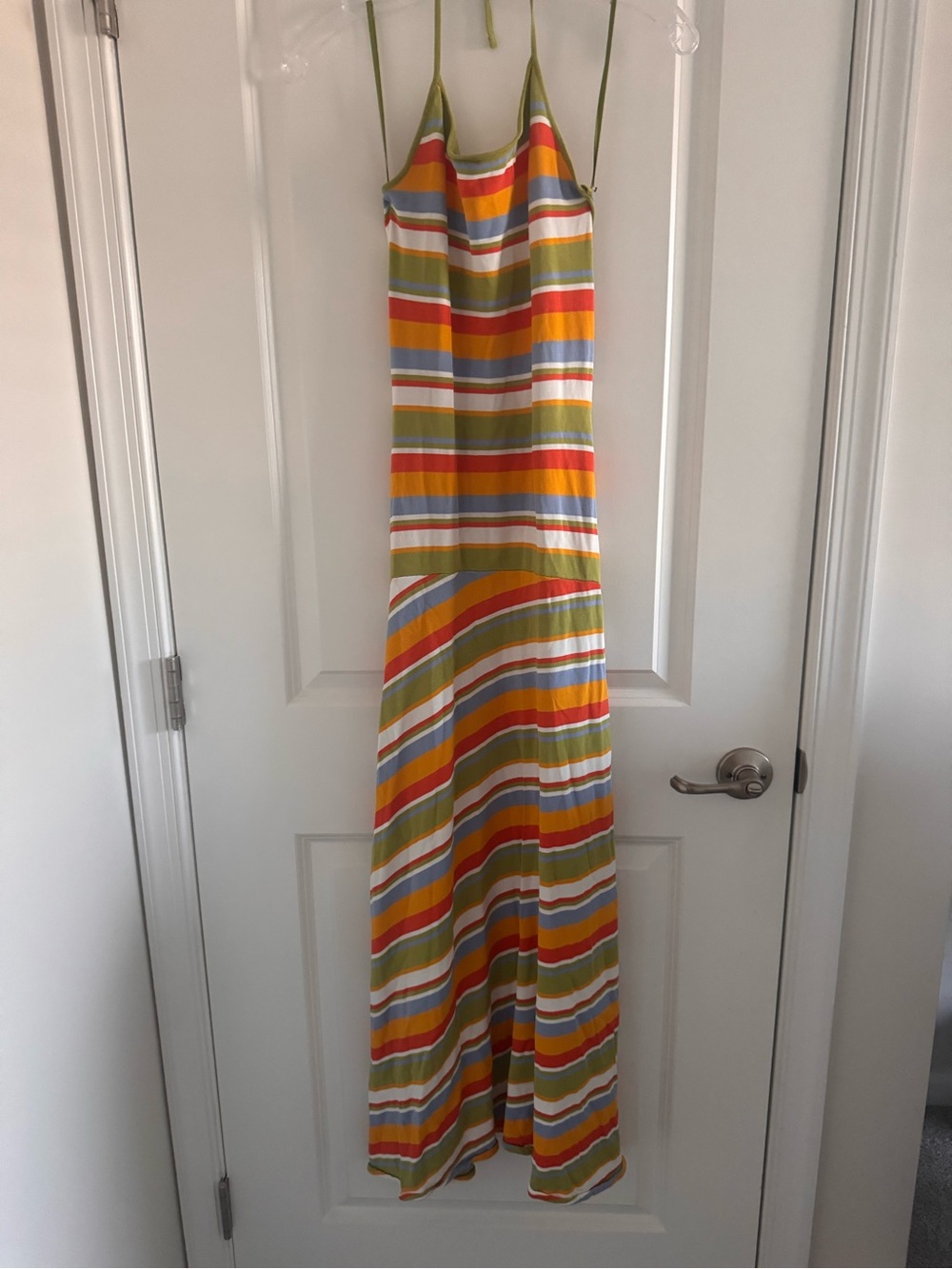 SOLID & STRIPED Striped Halter Maxi Dress in Yellow, Green & Orange - Picture 4 of 7